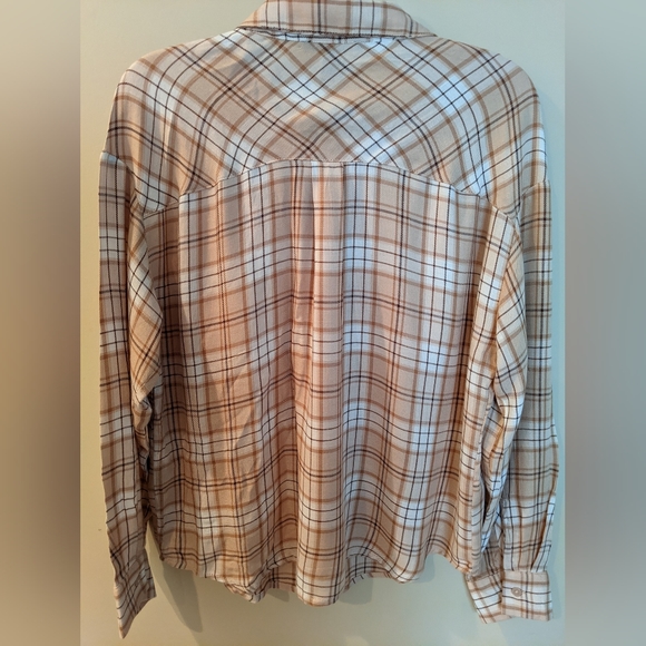 NWOT Relaxed Flannel Long sleeve, Neutral Fall Tones, Sz S - Picture 5 of 5